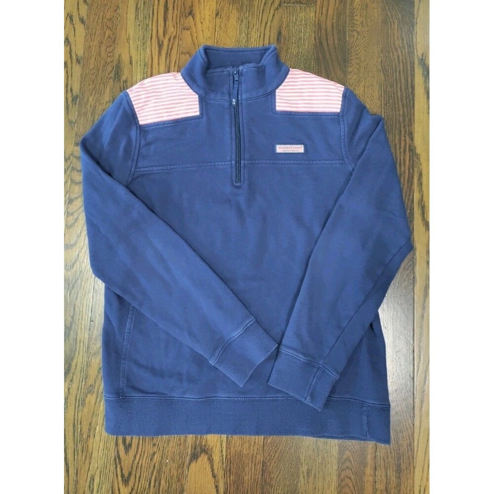 Vineyard Vines Women's 1/4 Zip Shep Shirt Size Small Navy Blue Mock Neck Sweater